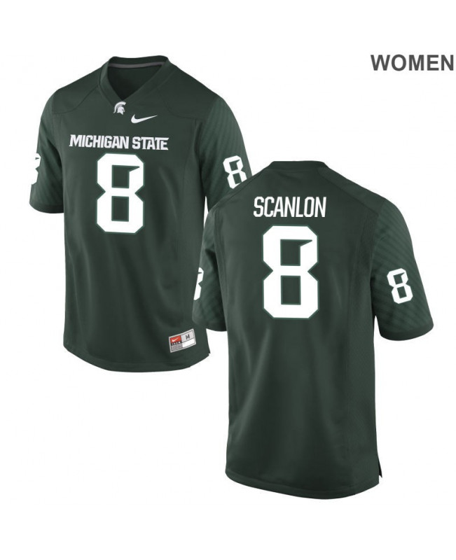 Women's Michigan State Spartans #8 Brett Scanlon NCAA Nike Authentic Green College Stitched Football Jersey ZT41O17PA